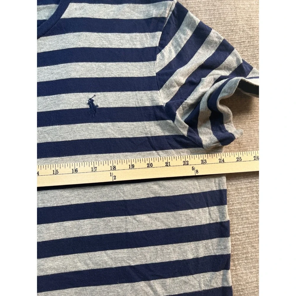 Polo Ralph Lauren Mens‎ XL Custom Slim Fit Striped T-Shirt Navy Grey Cotton Tee